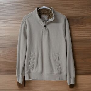 G.H. Bass Sweater Henley Tan Pullover Fleece Men's Size Large